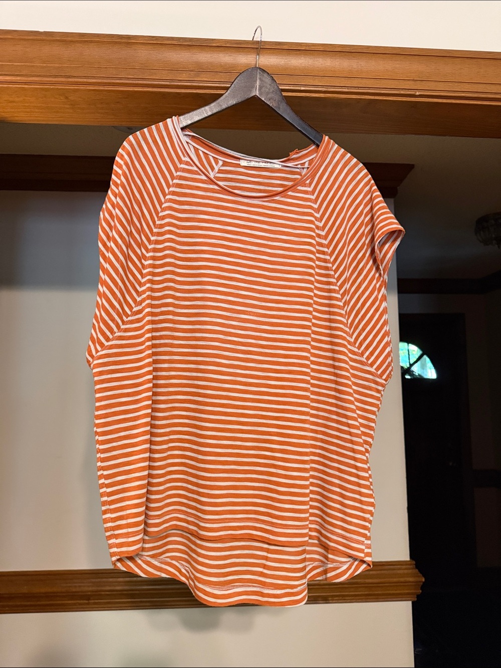 We The Free Orange and White Striped Short-Sleeve Tee